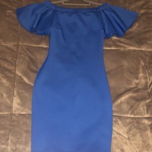 Strapless scuba mini dress
